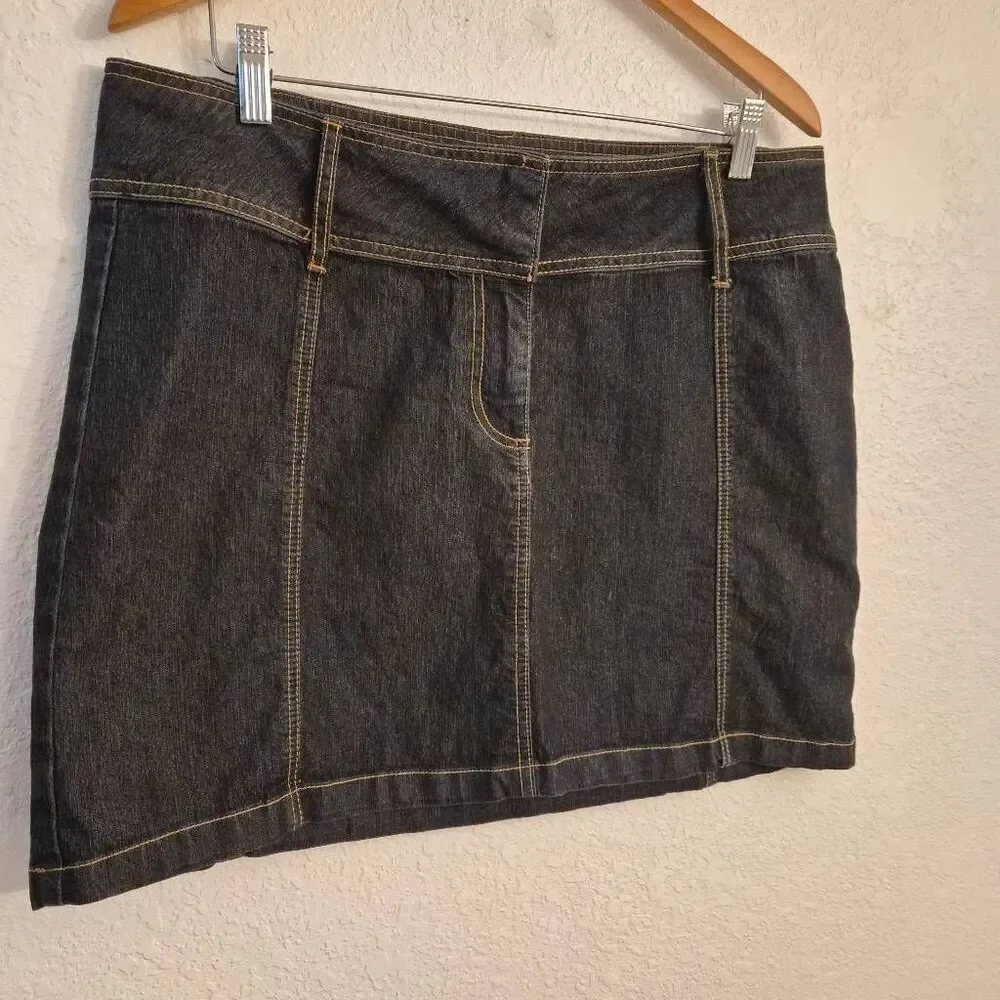 Bisou Bisou Stretch Jean Mini Skirt Denim Sexy Feminine Flirty Flattering Summer